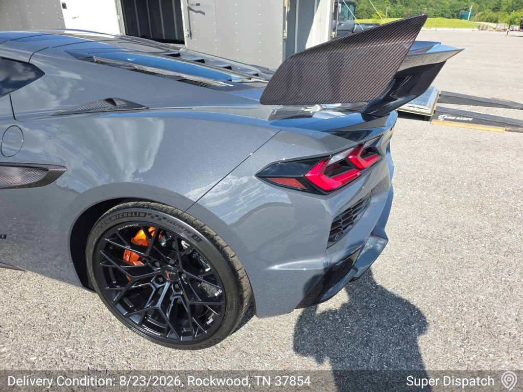 2027 Corvette ZR1X transported in an enclosed auto transport trailer
