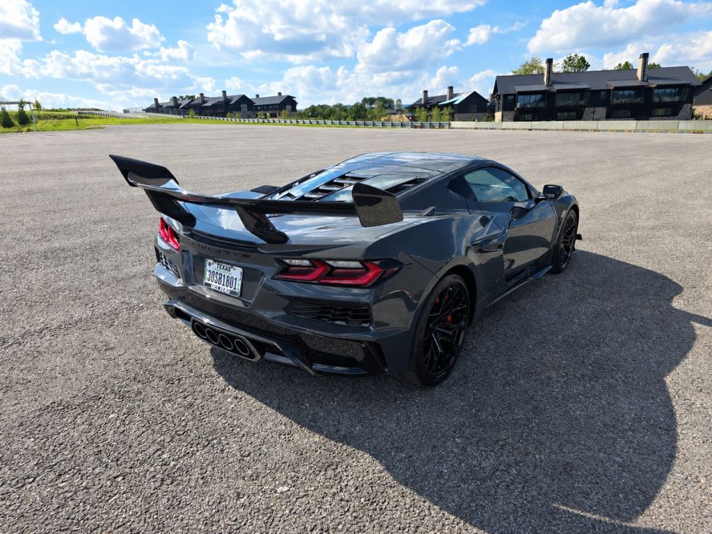 Carbon fiber rear wing on 2027 Corvette ZR1X delivered to Flatrock Motorclub
